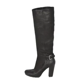 Mix Hue Fur Trim Prada Tall Leather Boots