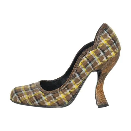 Tone Play Prada Vintage Plaid Canvas Pumps