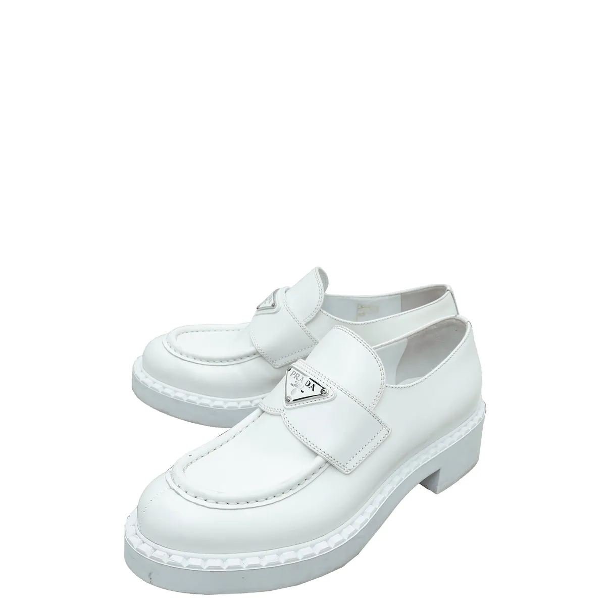 Vital Step Prada White Brushed Loafers 37.5