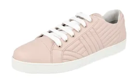 Stitchless Bonding Enhanced grip Prada Women's Beige Leather Diagramme Sneaker 1E254L