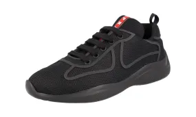 Prada Women's Black Americas Cup Sneaker 3E6418 Slim Design suede upper