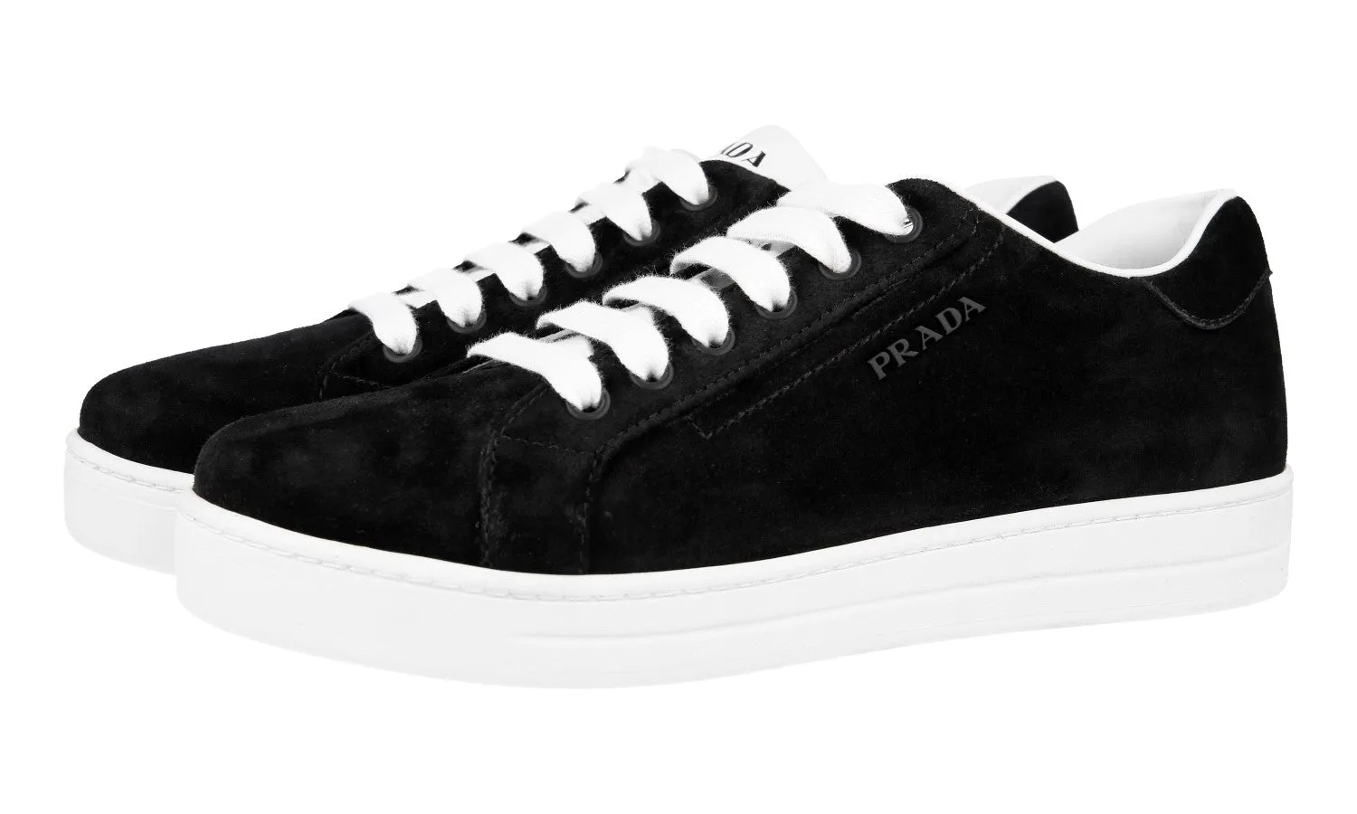 Prada Women's Black Leather Avenue District Sneaker 1E535L Pure Lines Anti Static Lining