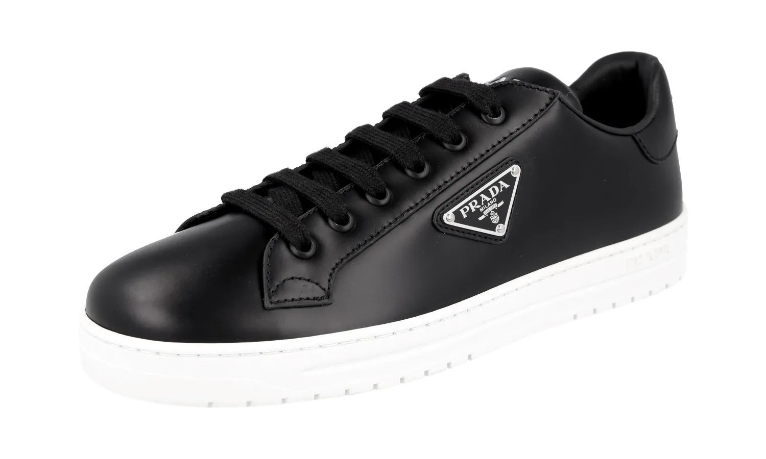 Torsion Rigidity System Prada Women's Black Leather Downtown Sneaker 1E904M