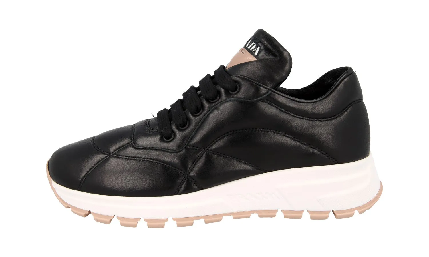 Functional Style Prada Women's Black Leather Prax01 Sneaker 1E245L