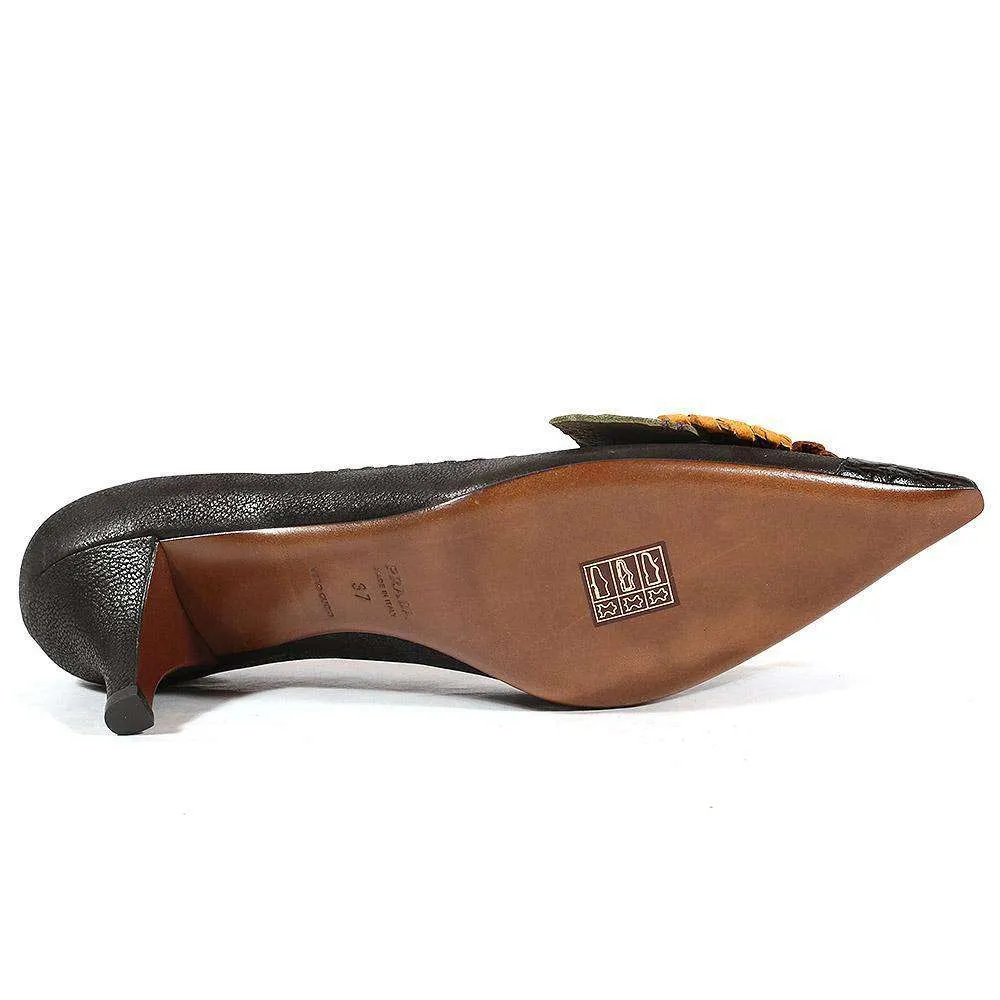 Elastic Prada Women's Black leather Pumps 1P6317 (PRW12)