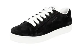 Adaptive design Rubberized Finish Prada Women's Black Leather Sneaker 1E535L