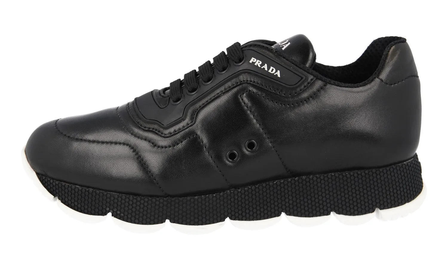Prada Women's Black Leather Sneaker 1E946L Light   Weight Design