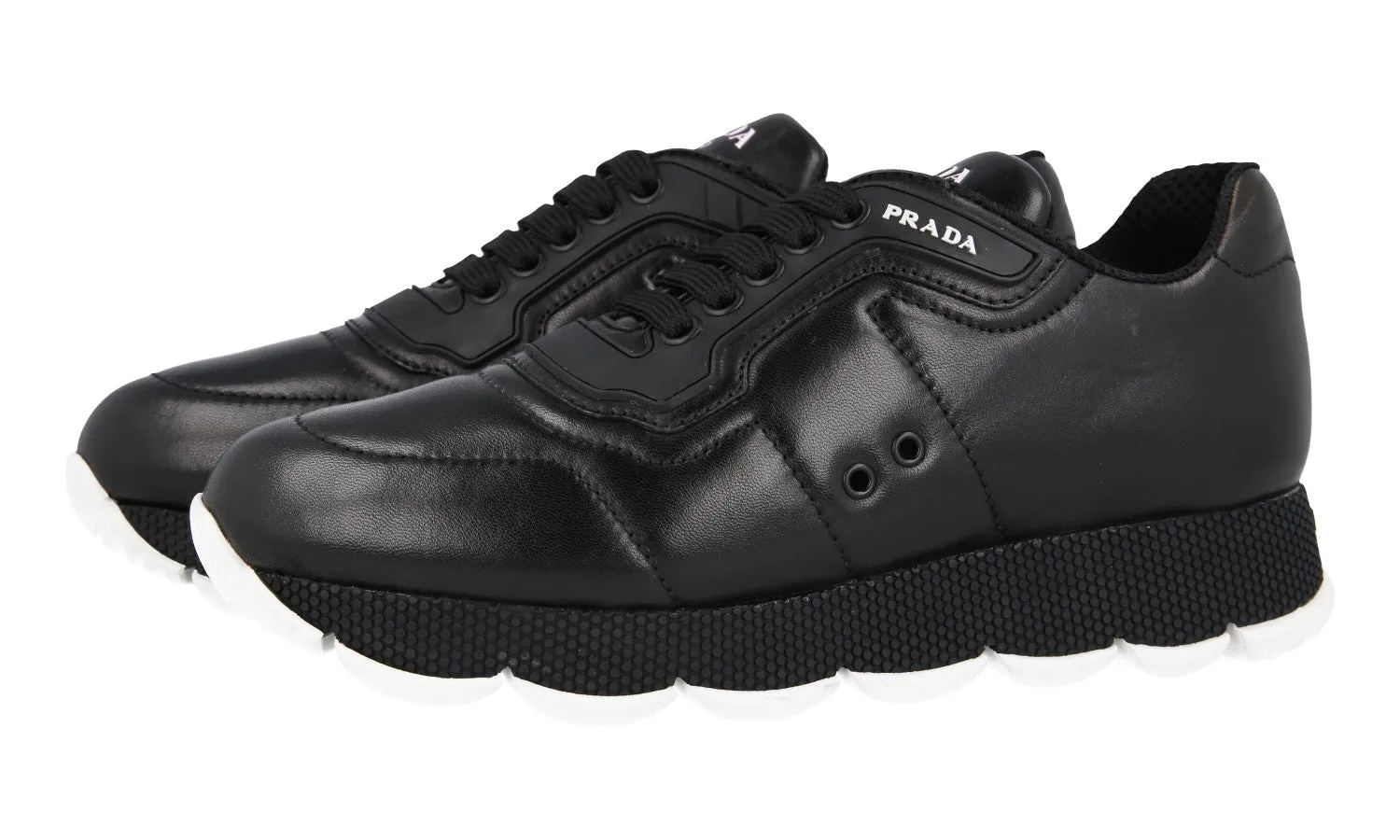 Relax Walk Prada Women's Black Leather Sneaker 1E946L