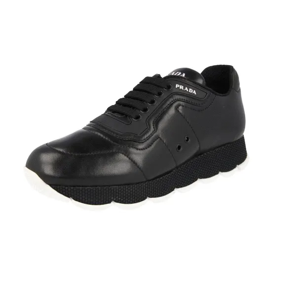 All Day Comfort Prada Women's Black Leather Sneaker 1E946L