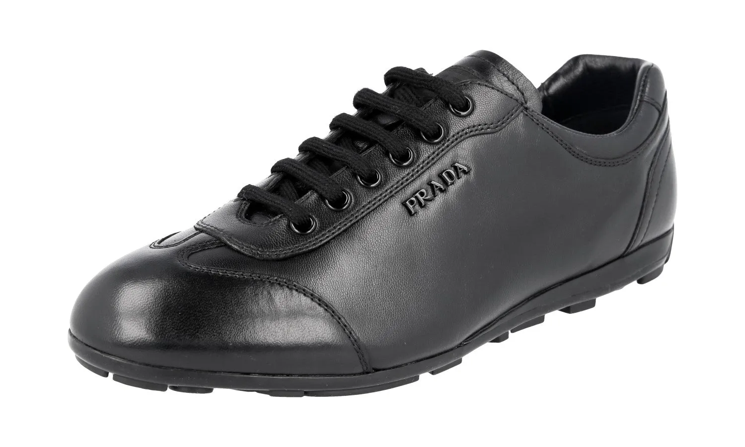 Motion Control Feature Cushioned Footbed Prada Women's Black Leather Sneaker 3E4900