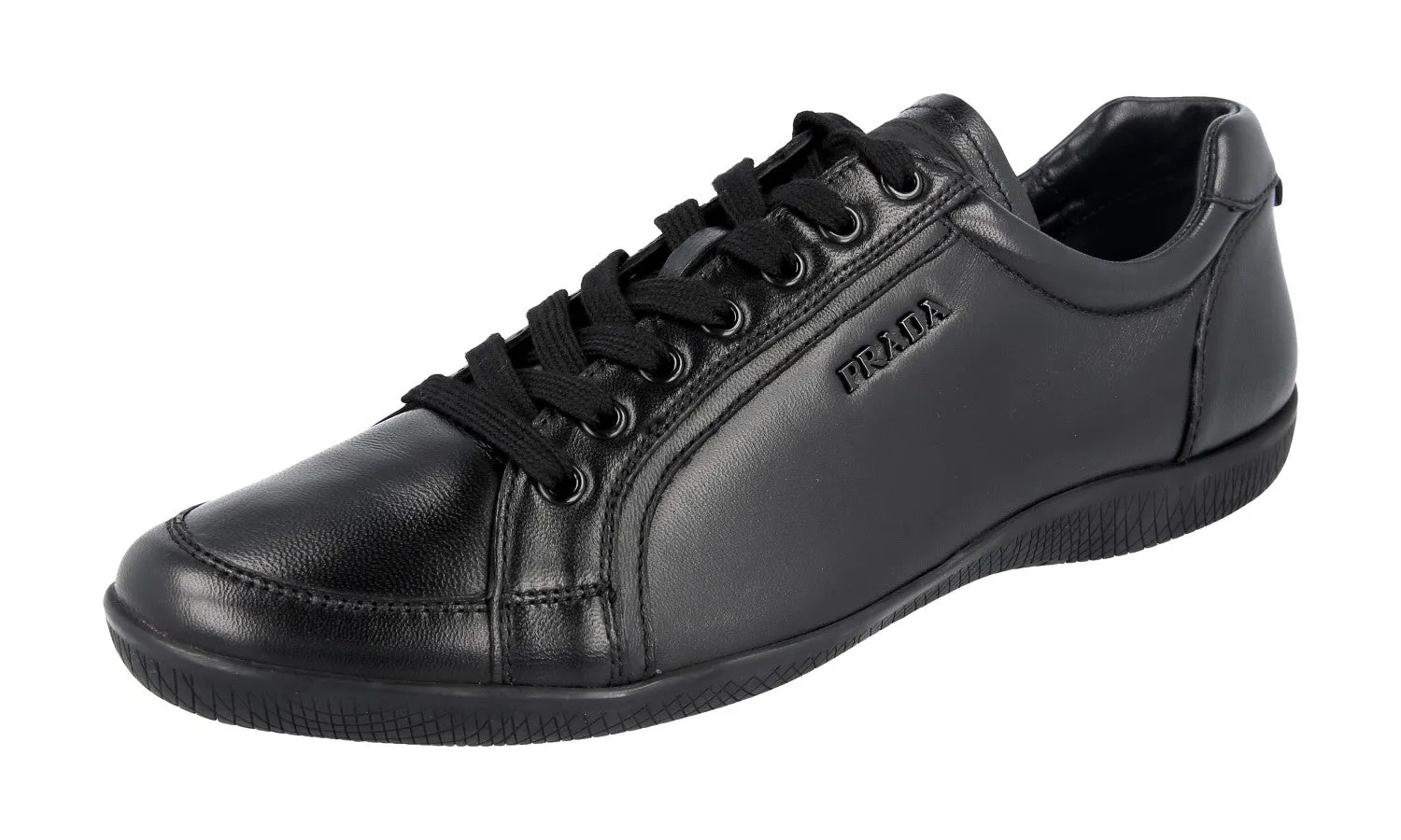 Durable Binding Prada Women's Black Leather Sneaker 3E5620