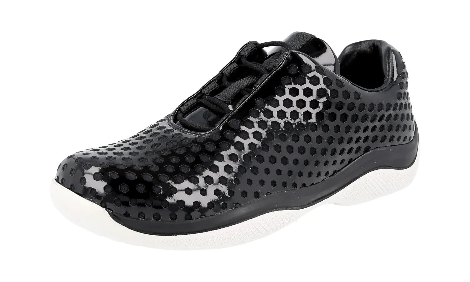 Elastic Gusseted Tongue Prada Women's Black Leather Sneaker 3E6267