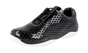 Elastic Gusseted Tongue Prada Women's Black Leather Sneaker 3E6267