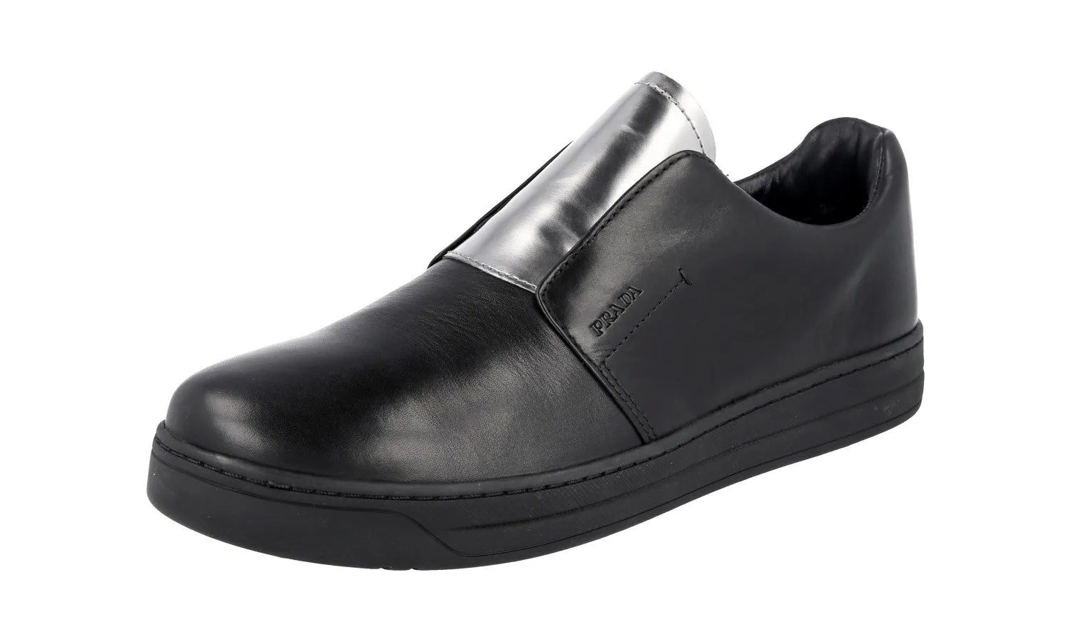 Prada Women's Black Leather Sneaker 3S6047 Rolling Transition