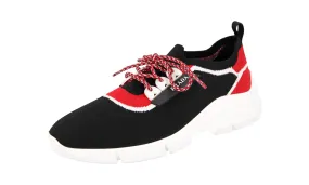 Prada Women's Black Polarius Knit Slip-on Sneaker 1E215L Light Step Compact Form
