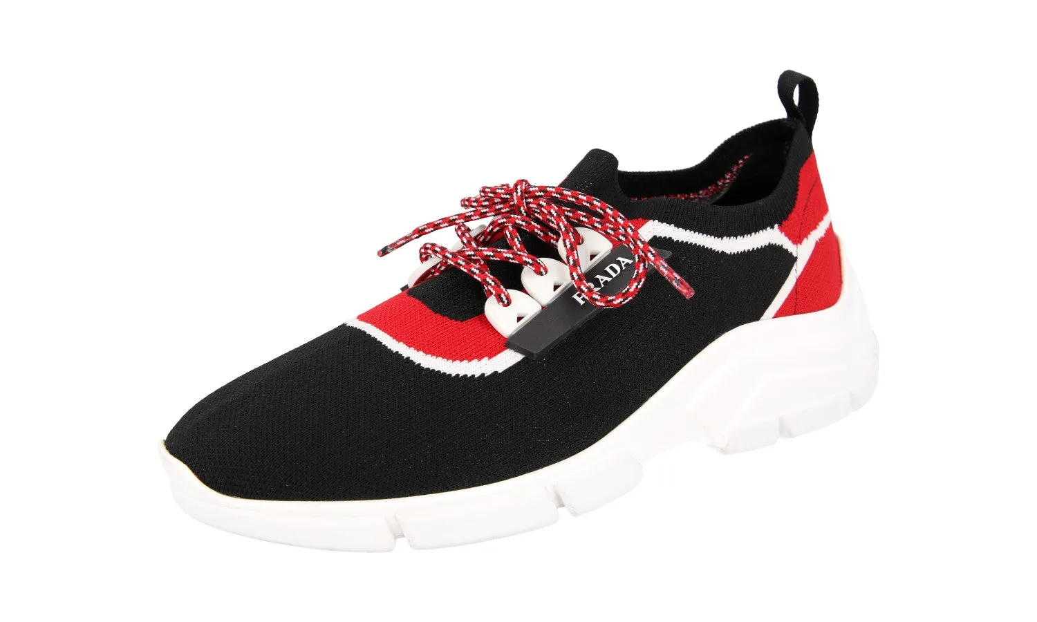 Prada Women's Black Polarius Knit Slip-on Sneaker 1E215L Light Step Compact Form