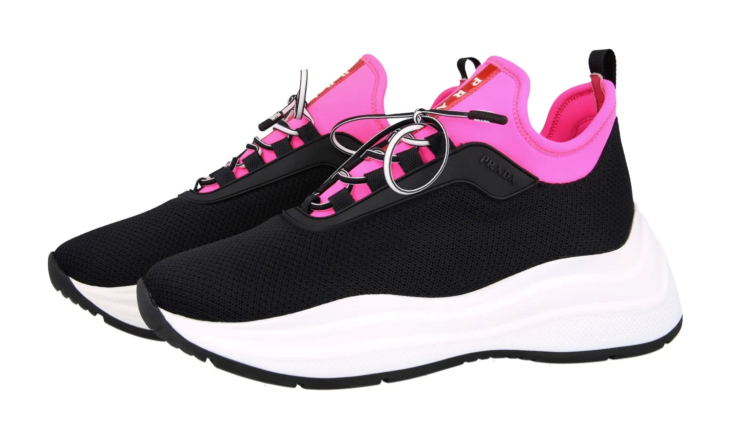 Comfort Leather Low Collar Design Prada Women's Black Sneaker 3E6425