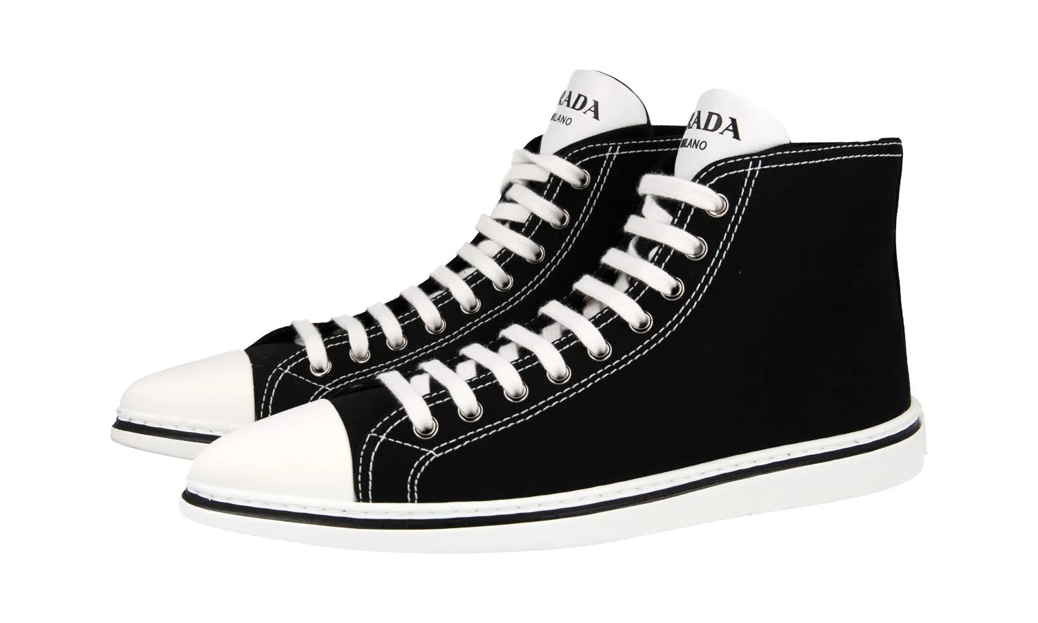 Wide Prada Women's Black Synthesis Pointy Pointed Toe Sneaker 1T615M