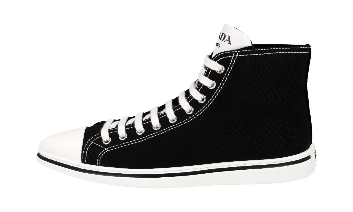 Lace Design Prada Women's Black Synthesis Pointy Pointed Toe Sneaker 1T615M