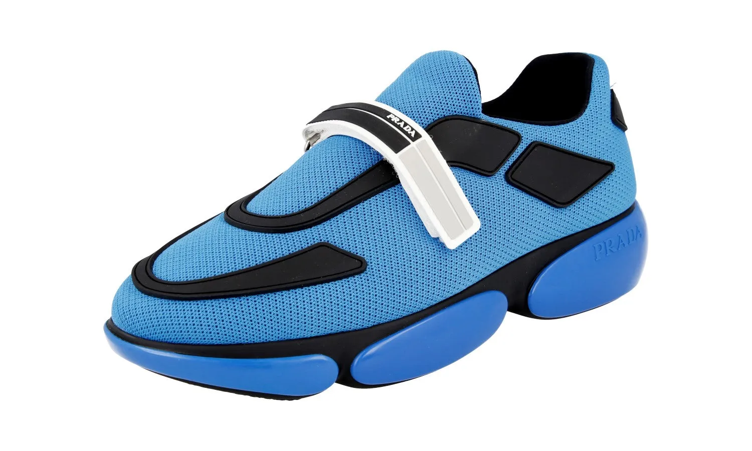 Prada Women's Blue Cloudbust Sneaker 1E293I Non Restrictive Collar Padding