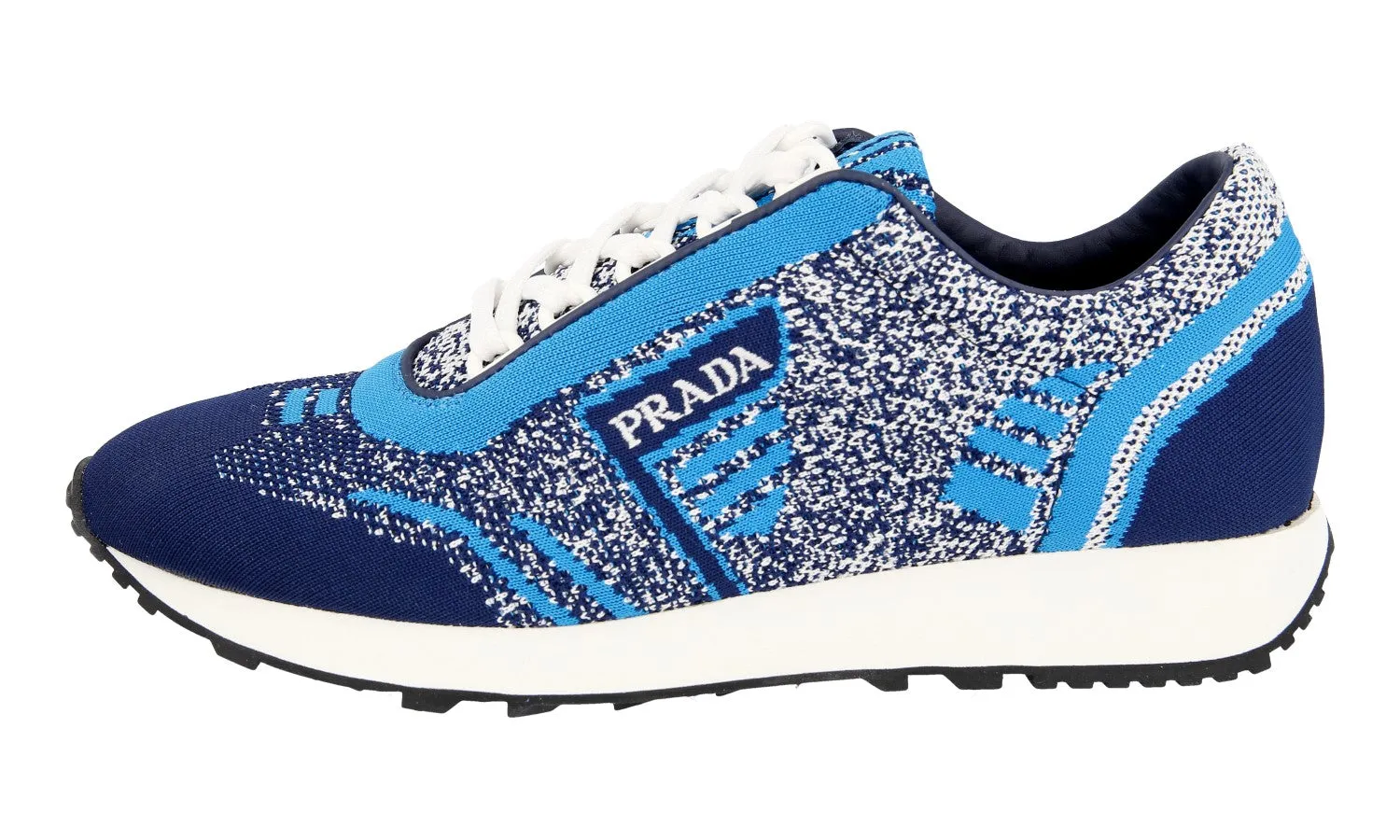 Stable Grip All Around Wear Prada Women's Blue Knit Milano70 Sneaker 1E371L