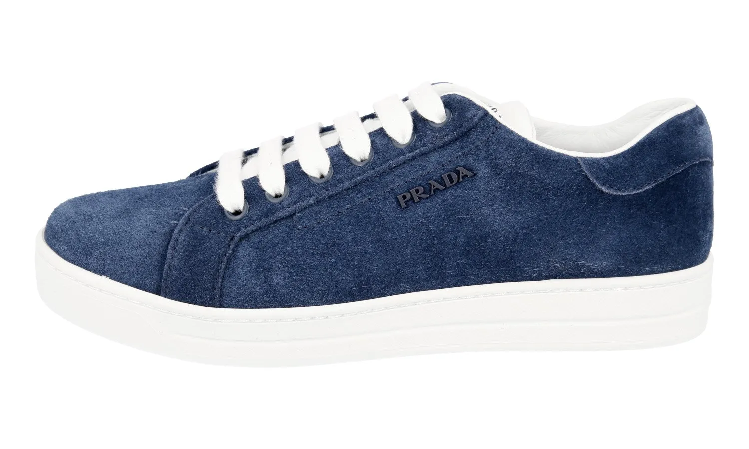 Bonded Seam Construction Contemporary Fit Prada Women's Blue Leather Avenue District Sneaker 1E535L