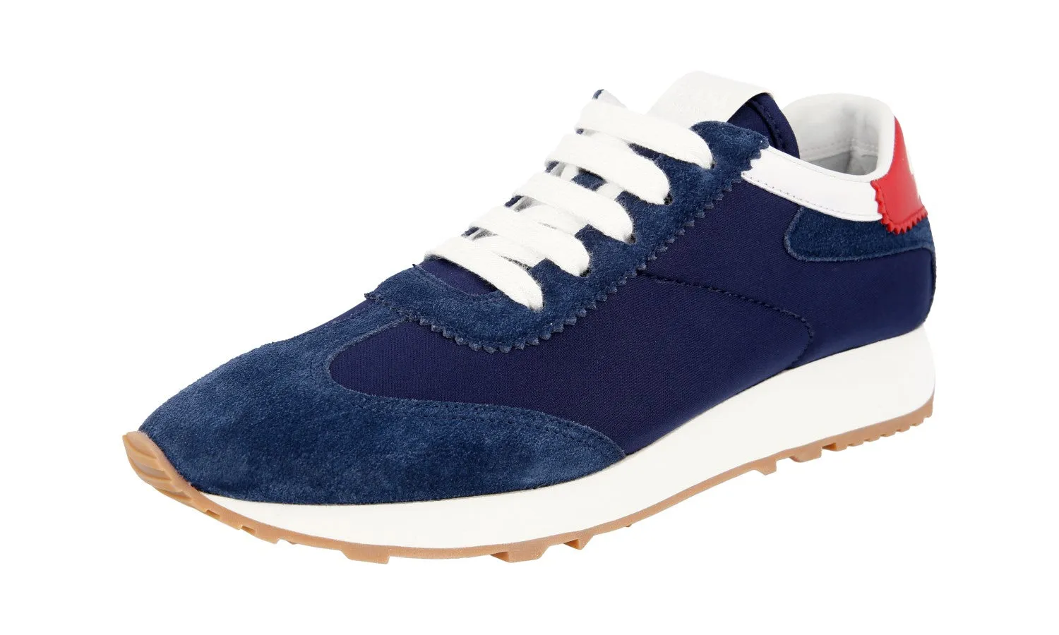 Durable arch Air Cushioned Heel Prada Women's Blue Leather Lane Sneaker 1E369L