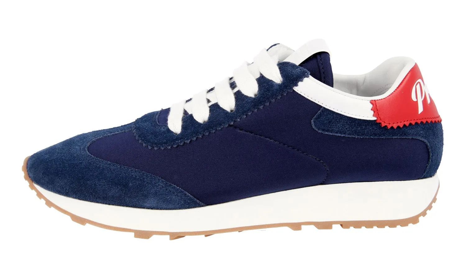 Functional Flex Unique Sole Prada Women's Blue Leather Lane Sneaker 1E369L