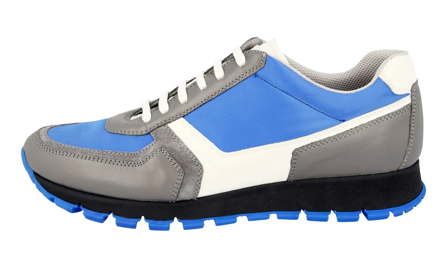 Hyperlock Heel Soft Interior Prada Women's Blue Leather Matchrace Sneaker 3E6026