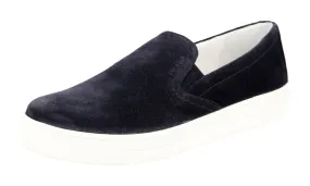 Wear   Resistant Prada Women's Blue Leather Slip-on Sneaker 3S5802