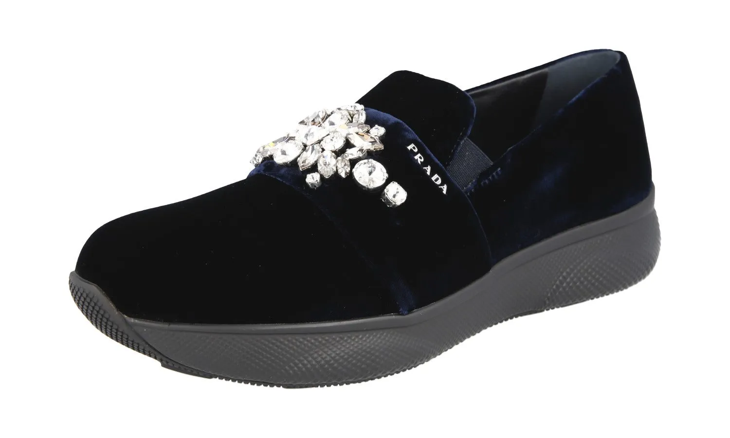 Prada Women's Blue Leather Sneaker 1S752I Footbed Contouring