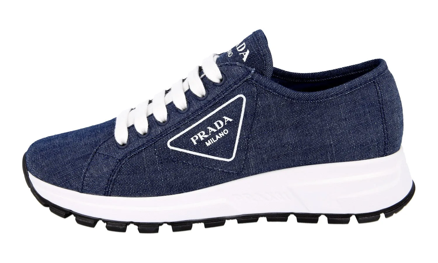 Prada Women's Blue Prax01 Denim Sneaker 1E685M Step Soft