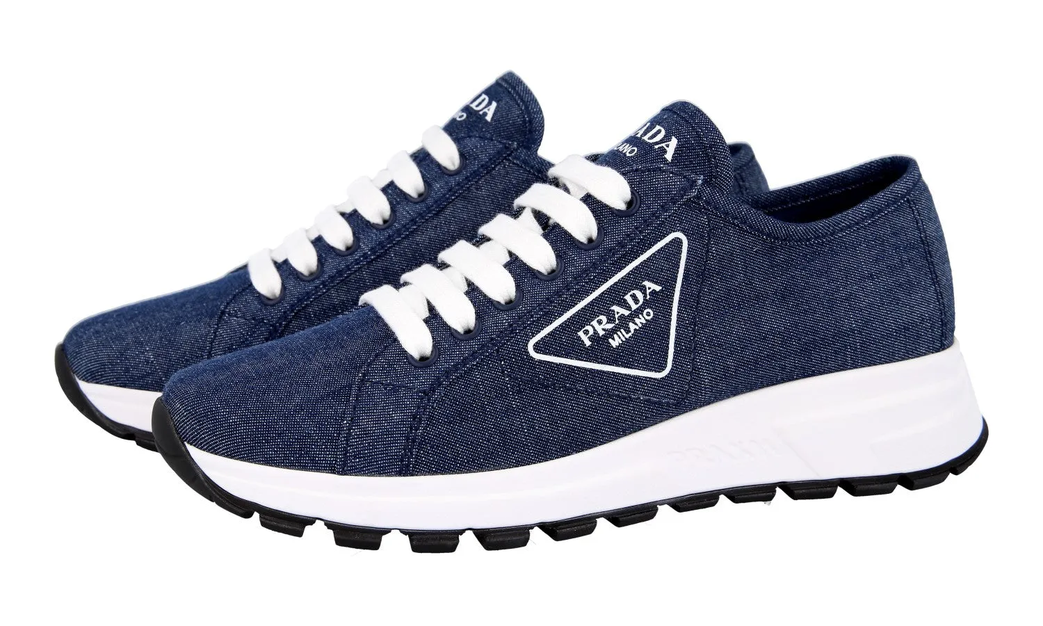 Prada Women's Blue Prax01 Denim Sneaker 1E685M Balanced Zone Upgraded arch