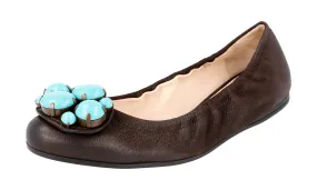 Neat Step Prada Women's Brown Leather Ballerinas Loafers 1F059G