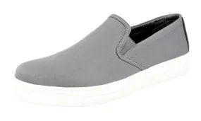 Prada Women's Grey Canvas Slip-on Sneaker 3S5802 Lockdown Heel Flex Grip