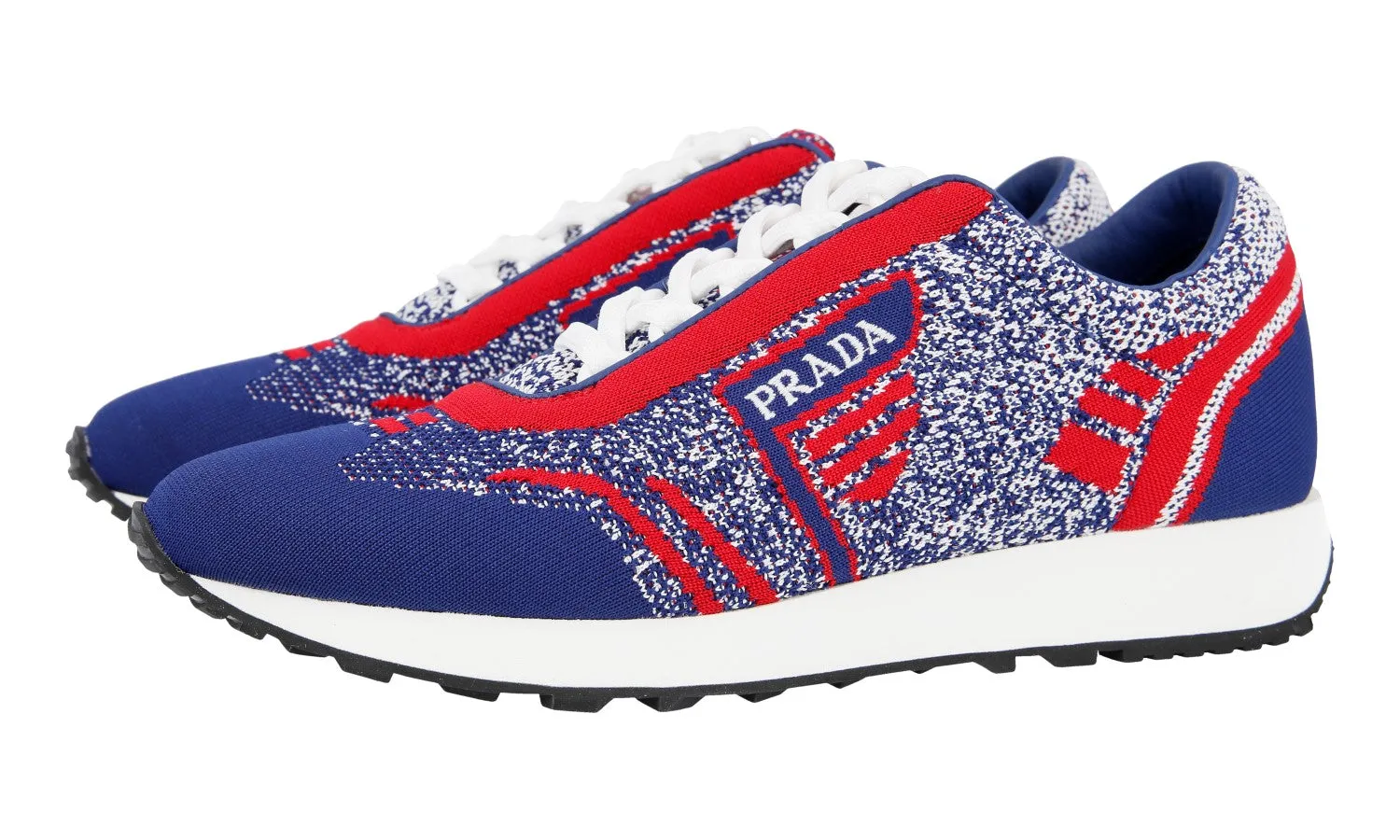 Prada Women's Multicoloured Knit Milano 70 Sneaker 1E371L Lace Up Design