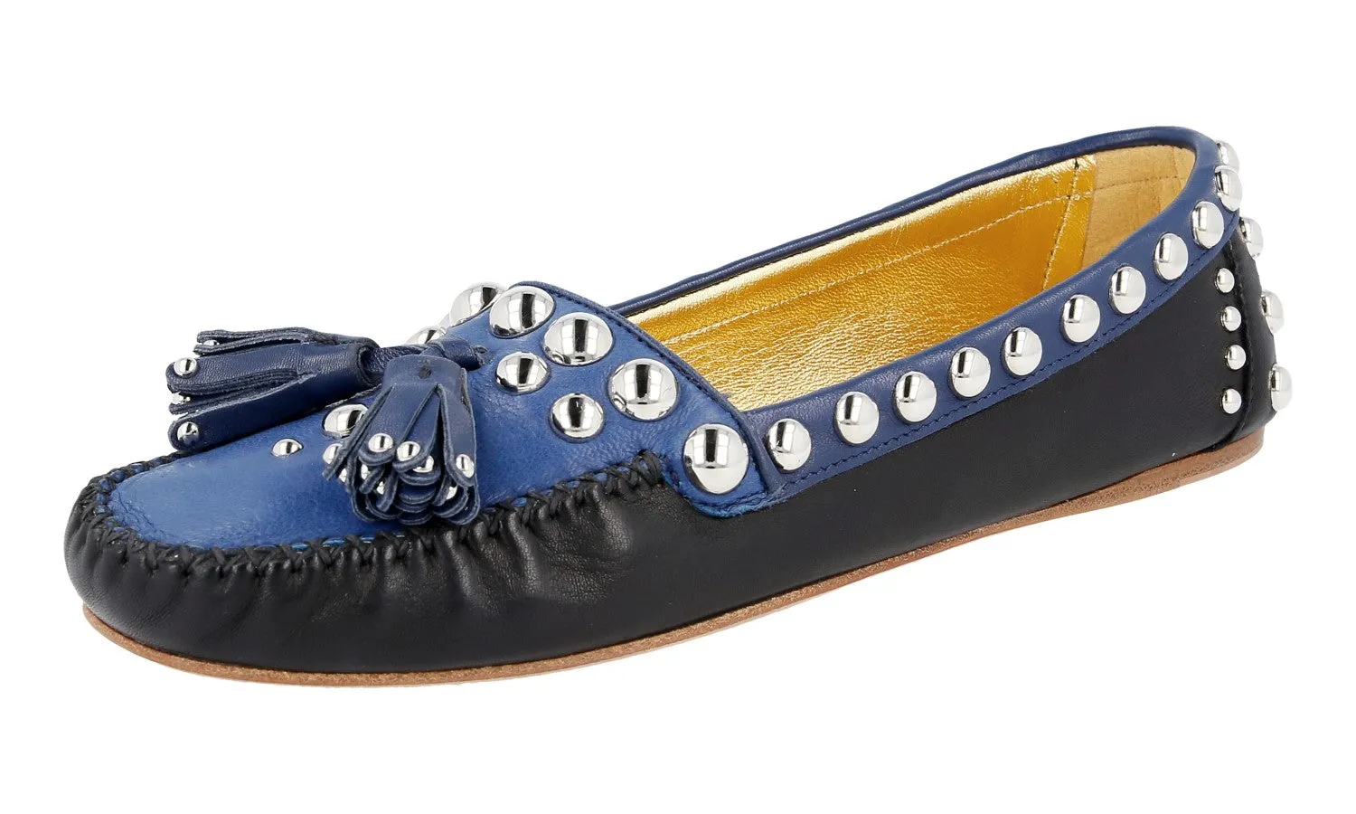 Prada Women's Multicoloured Leather Loafers 1D779E Cool Lane Side Gusset