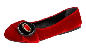 Prada Women's Red Leather Ballerina Loafers 1F765H Modern Appeal