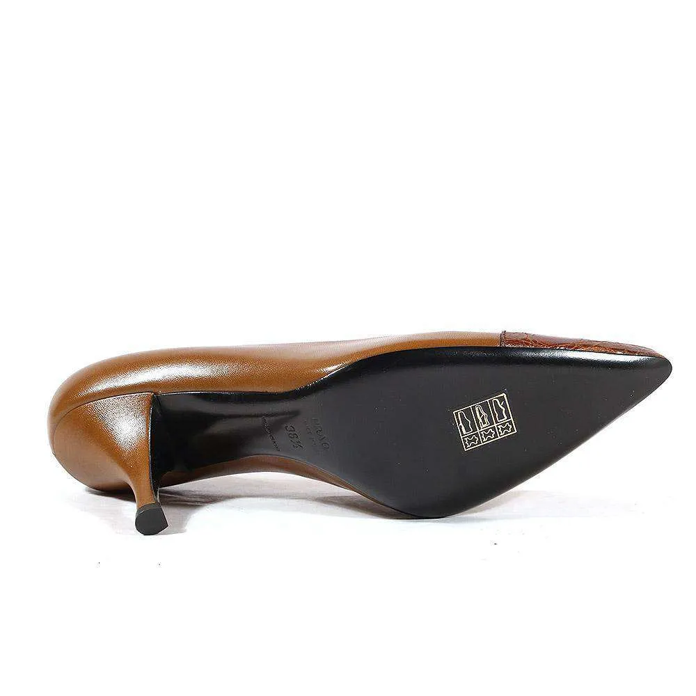 Prada Women's Shoes Tabacco Brown Leather Pumps 1I6041 (PRW6) Early Jog