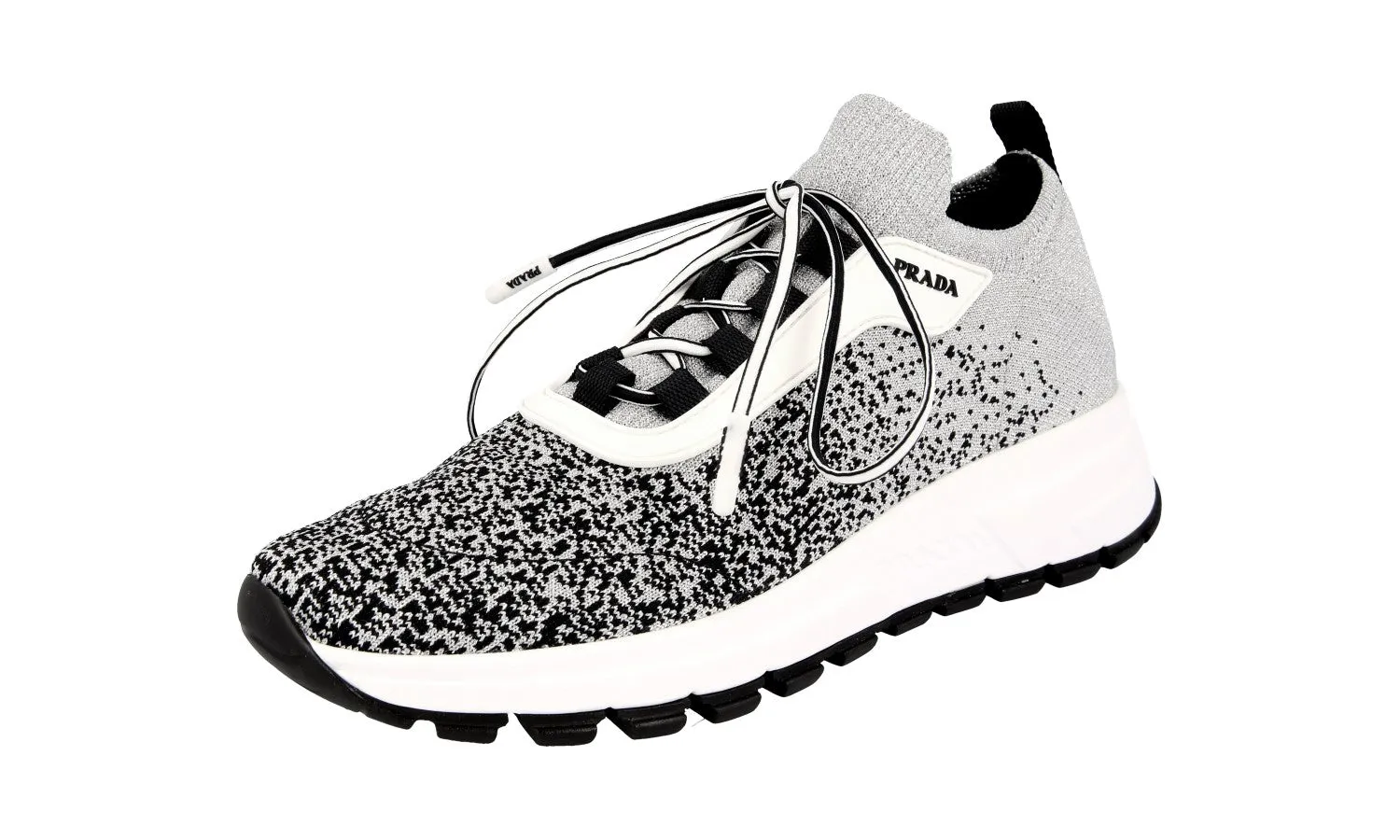 Micro Perforated Tongue Prada Women's Silver Prax01 Sneaker 1E246L