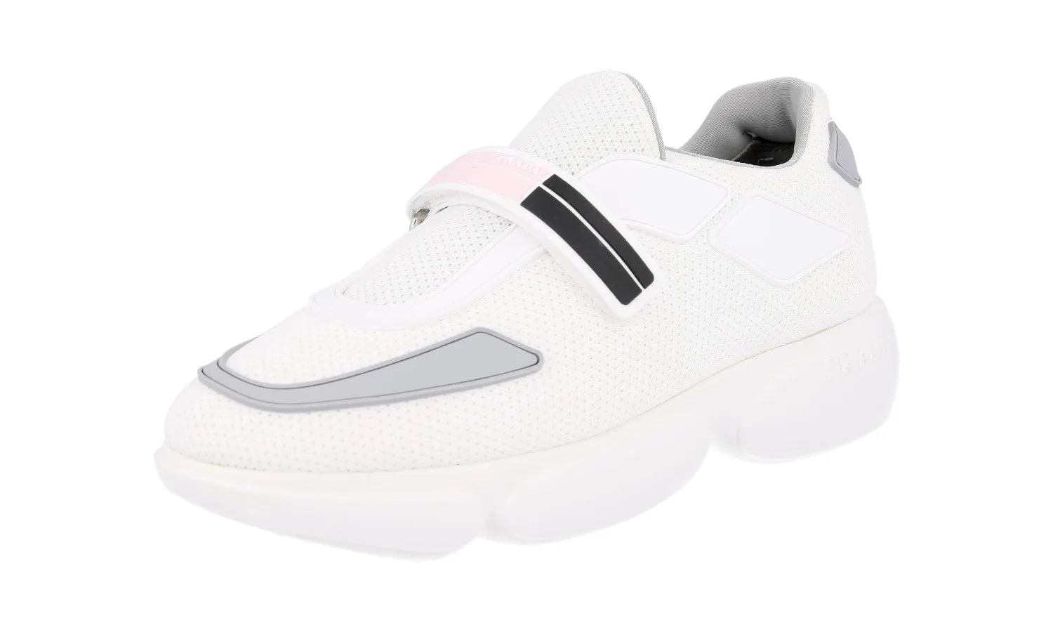 Prada Women's White Cloudbust Sneaker 1E293I Cushioned Control Comfortable Strapping
