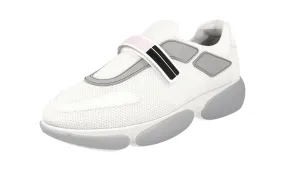 Prada Women's White Cloudbust Sneaker 1E293I Thickened Collar Stretch Knit Upper