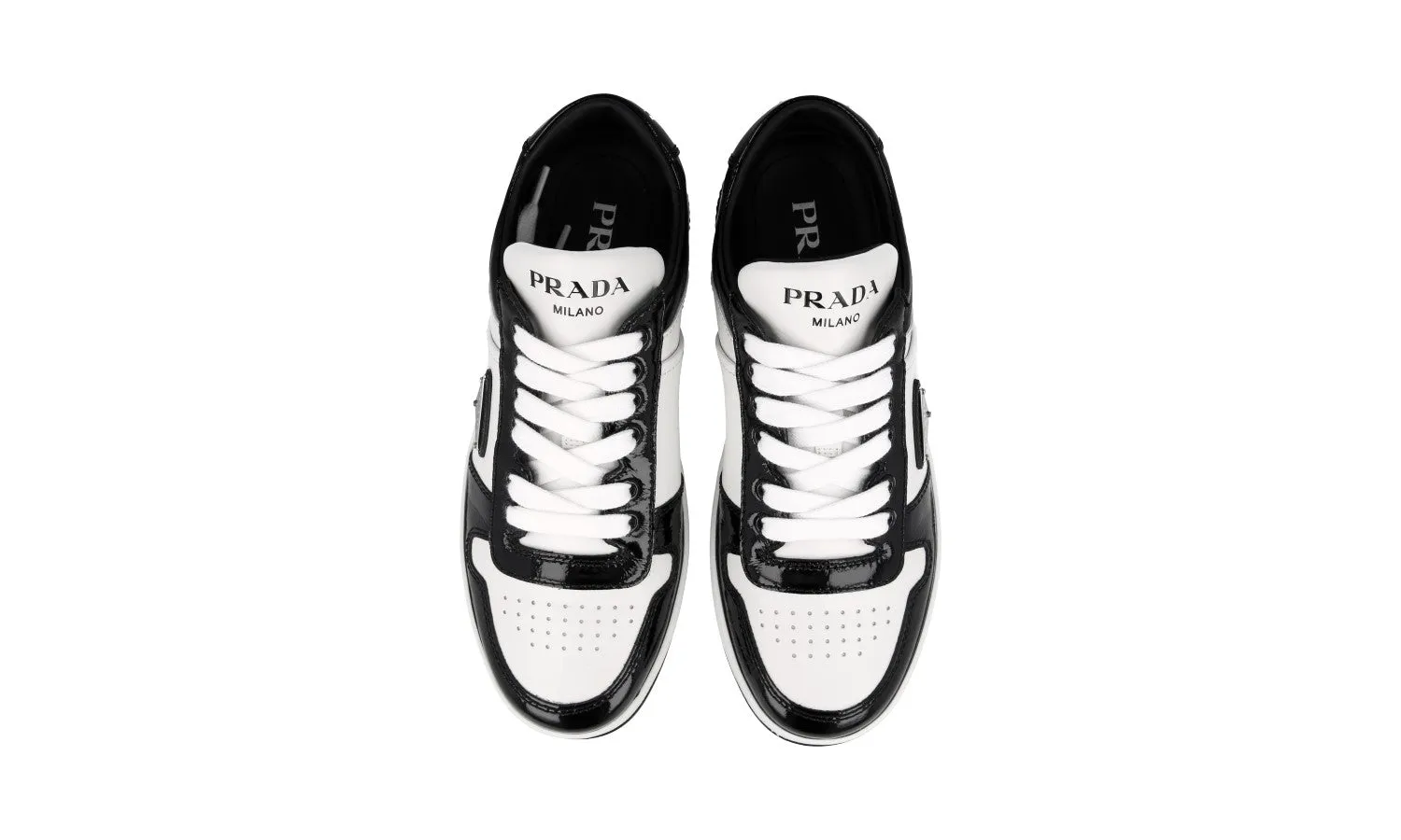 Prada Women's White Leather Downtown Sneaker 1E792M Temperature Regulating Fabric