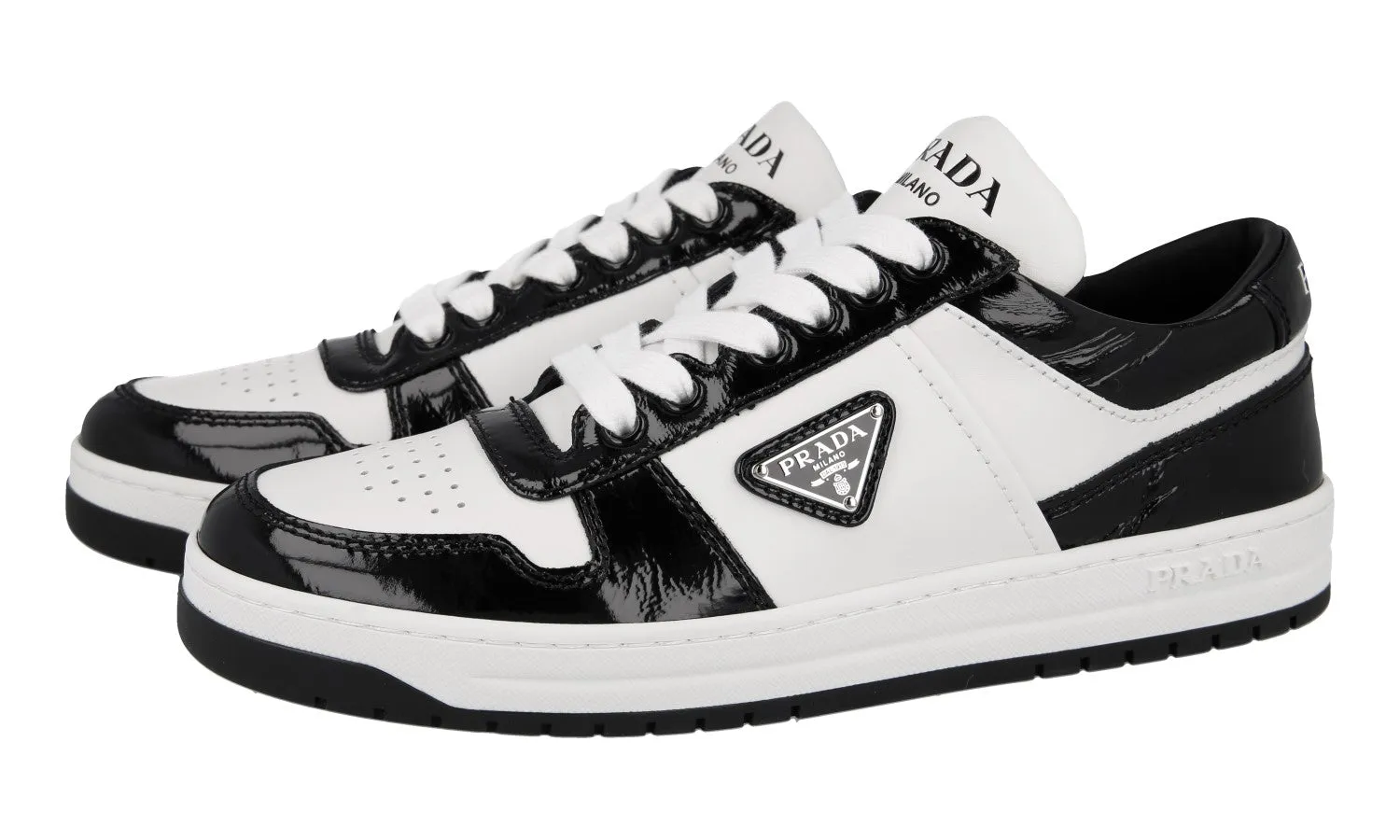 Prada Women's White Leather Downtown Sneaker 1E792M Relax Step