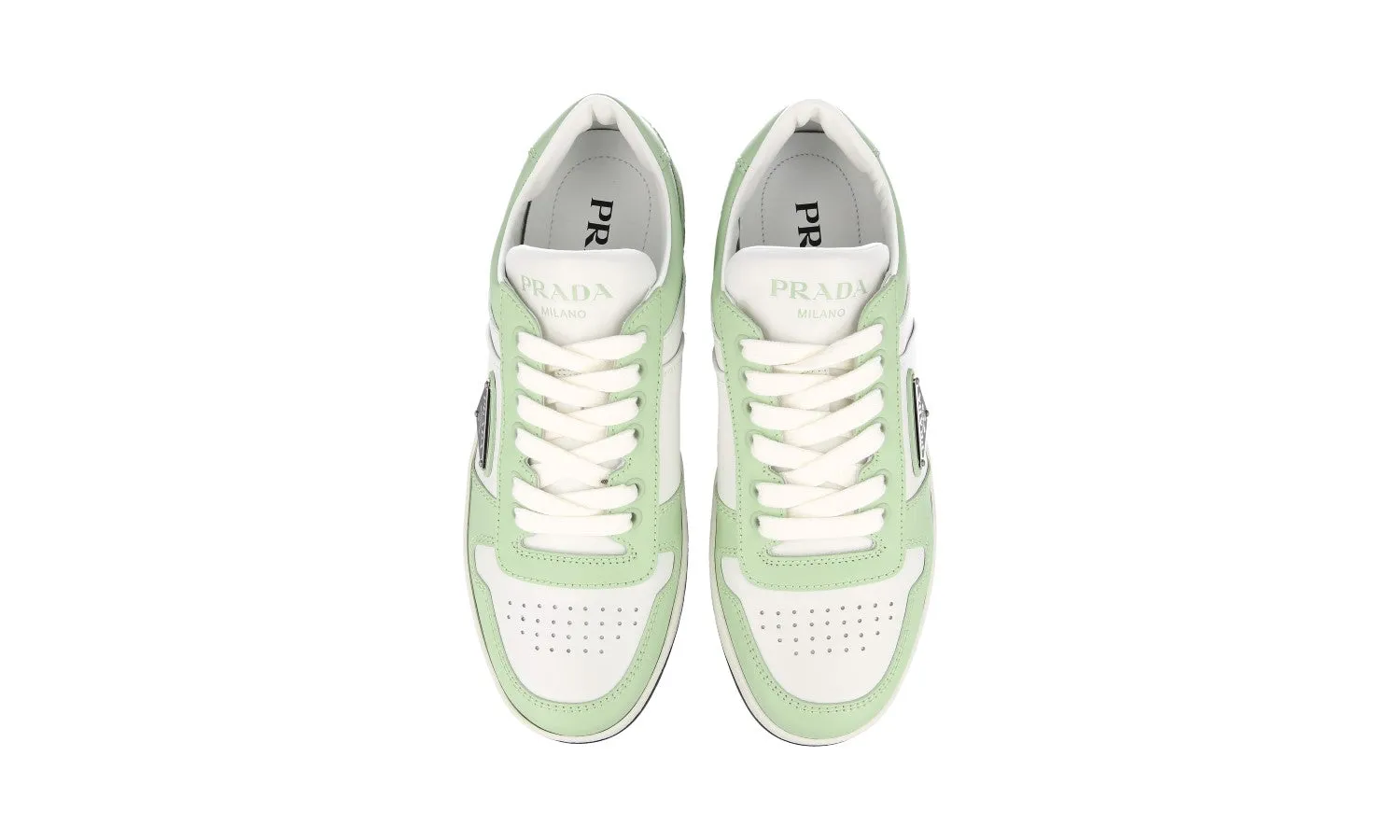 Prada Women's White Leather Downtown Sneaker 1E792M Timeless Chic Ultra Responsive