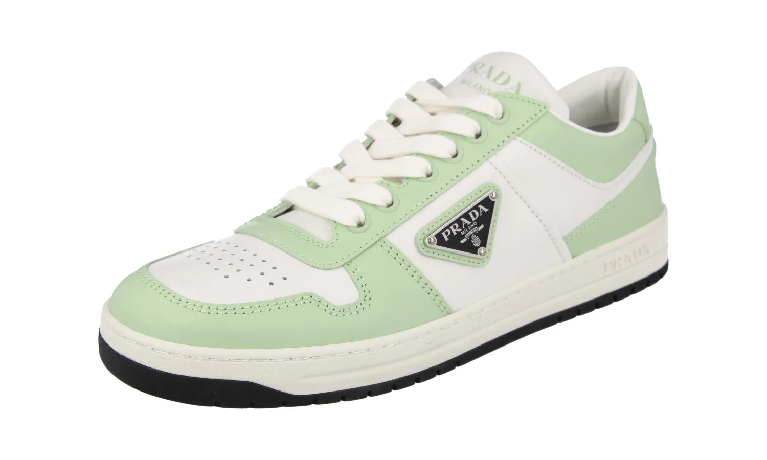 All Day Comfort Tech Stable Design Prada Women's White Leather Downtown Sneaker 1E792M