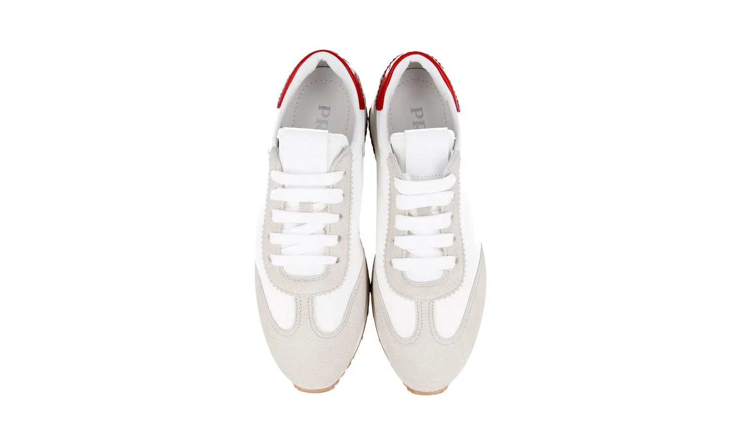 Seamless Upper Fabric Prada Women's White Leather Lane Sneaker 1E369L