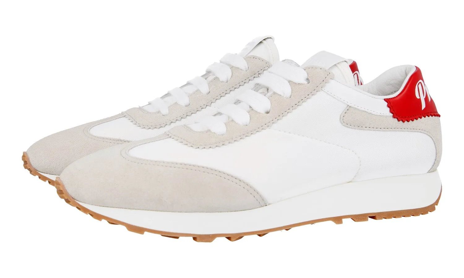PU midsole Prada Women's White Leather Lane Sneaker 1E369L