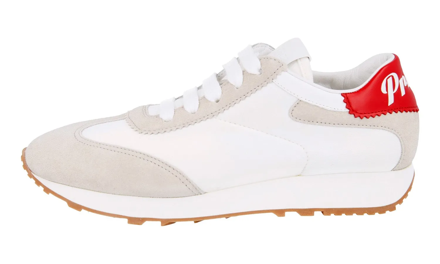 Casual Fit Active Fit Prada Women's White Leather Lane Sneaker 1E369L