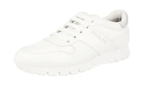 Stretch Entry Clean Stitching Prada Women's White Leather Matchrace Sneaker 3E6412